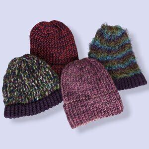 Set of 4 Hand Knit Toques - Multitone